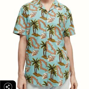 Scotch & Soda Regular-Fit Floral Print Poplin Shirt sz M